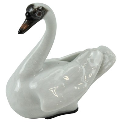 Lot 992 - A Meissen porcelain swan, painted and...