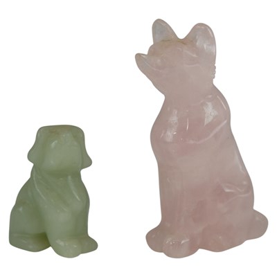 Lot 504 - A carved and polished rose quartz fox, of...