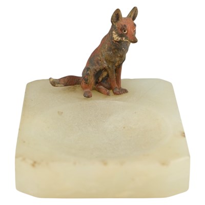 Lot 505 - A mid-20th Century alabaster ashtray with...