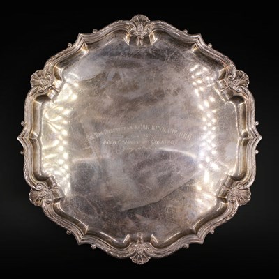 Lot 1113 - A George VI silver salver, having an acanthus...