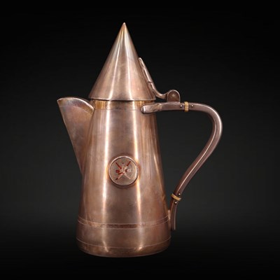 Lot 1114 - A QEII modernist silver dallah coffee pot,...