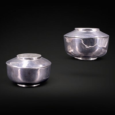 Lot 1130 - Two small Middle Eastern silver-plated boxes,...