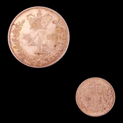 Lot 416 - 1862 4d and penny silver Maundy coins