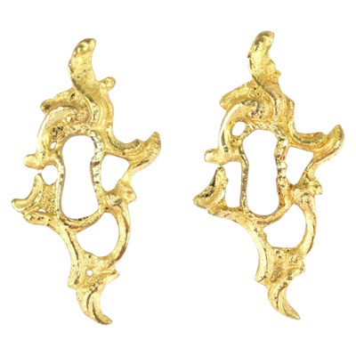 Lot 849 - A pair of antique fire-gilt Rococo keyhole...