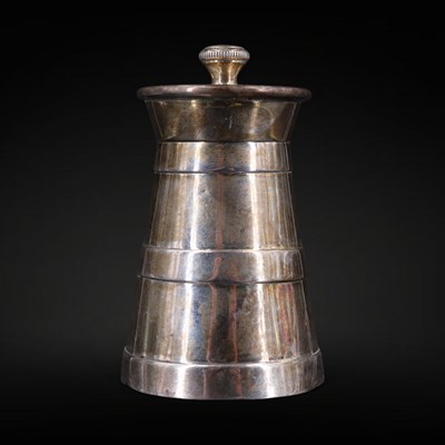 Lot 1141 - A George V Art Deco silver pepper mill, John...