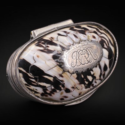 Lot 1149 - A mid-18th Century silver-mounted shell snuff...