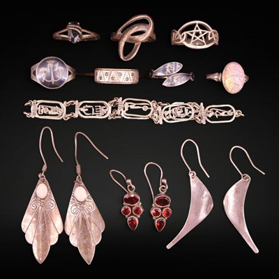 Lot 1220 - A group of hallmarked silver and white metal...