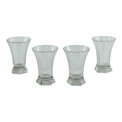 Lot 1096 - Four small cut glass vases, each of polygonal...