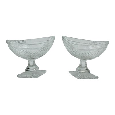 Lot 1097 - A pair of Regency style navette cut glass...