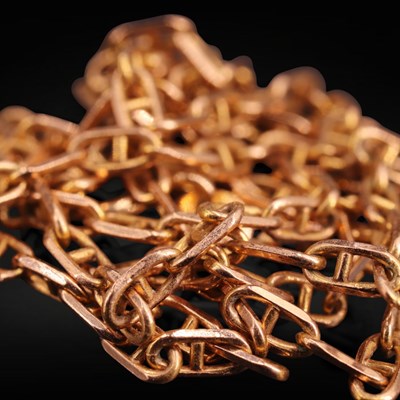 Lot 1316 - A 9 ct gold marine link neck chain, 43 cm, 3.6 g
