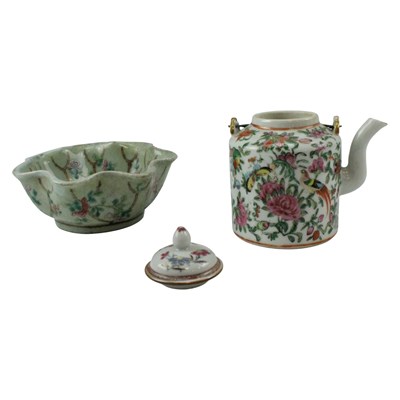 Lot 881 - A late Qing Chinese celadon famille rose...