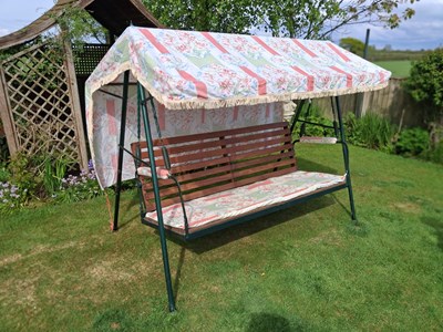 Lot 1447 - A fully-restored vintage garden swing bench,...