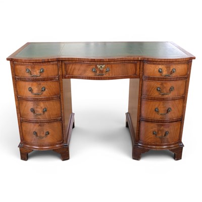 Lot 1443 - A reproduction Georgian mahogany pedestal desk,...