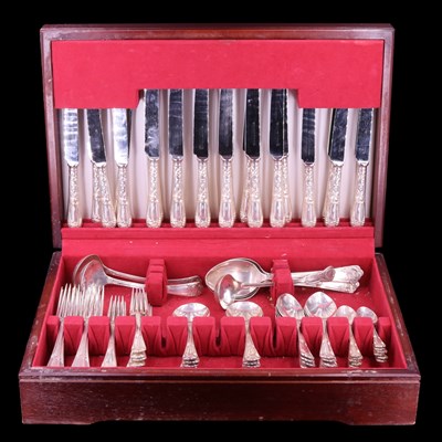 Lot 964 - A Carr's canteen of silver La Regence pattern...