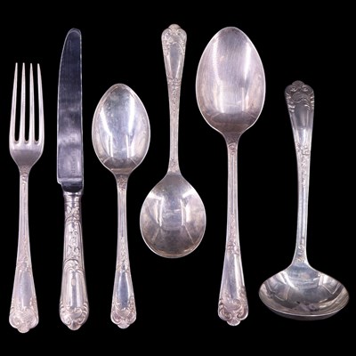 Lot 964 - A Carr's canteen of silver La Regence pattern...