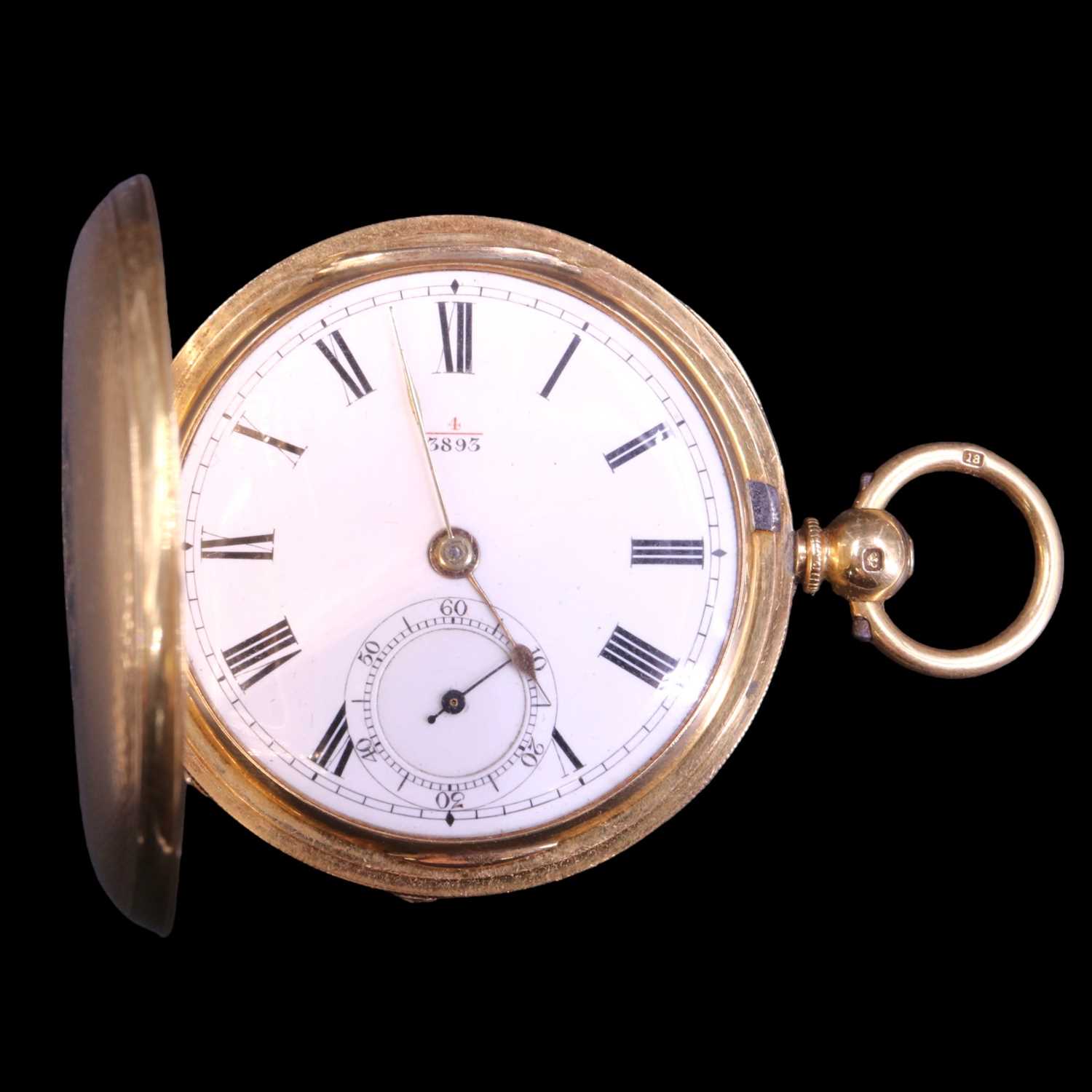 Lot 1332 - A Victorian 18 ct gold hunter pocket watch,...