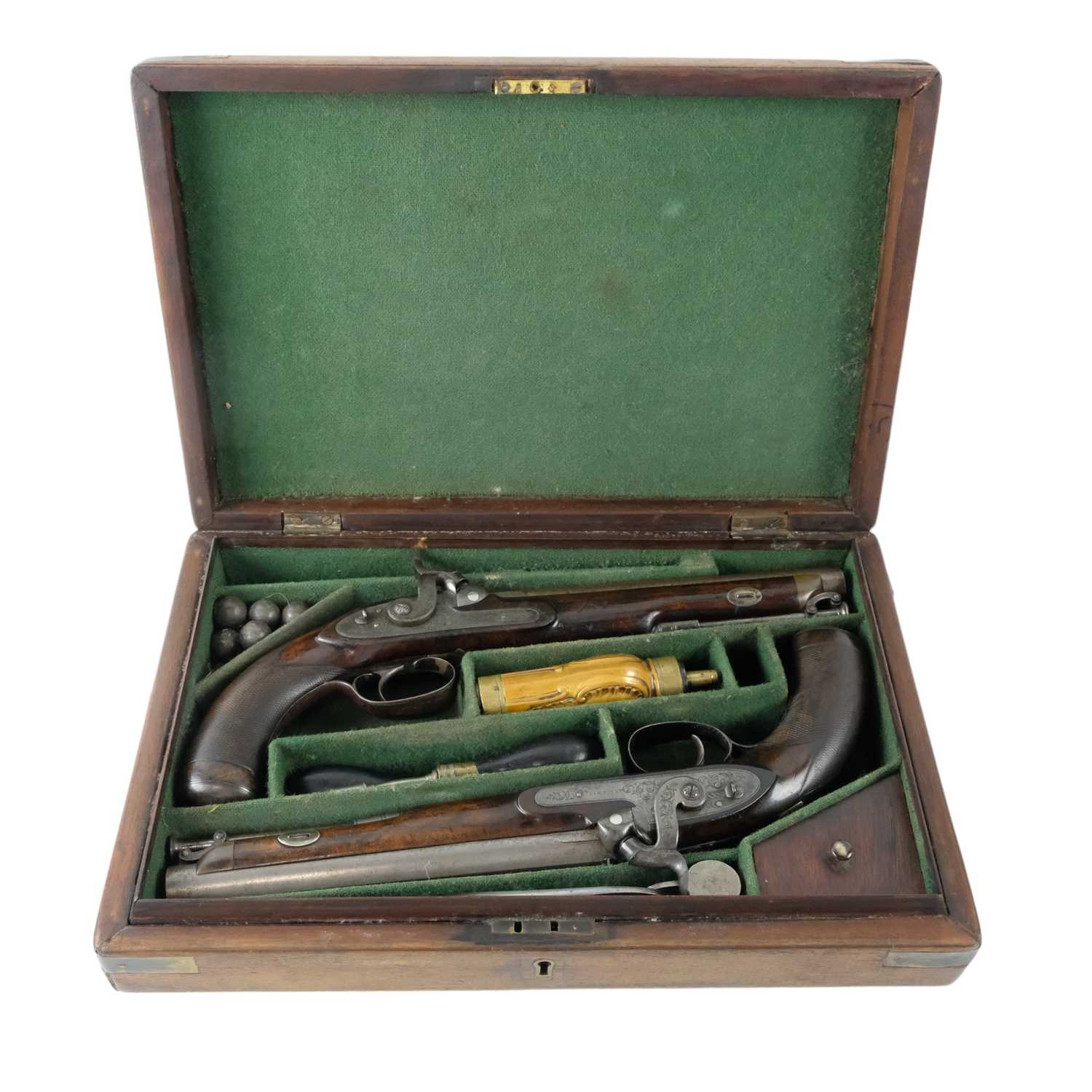 Lot 668 - A cased pair of percussion holster pistols by...