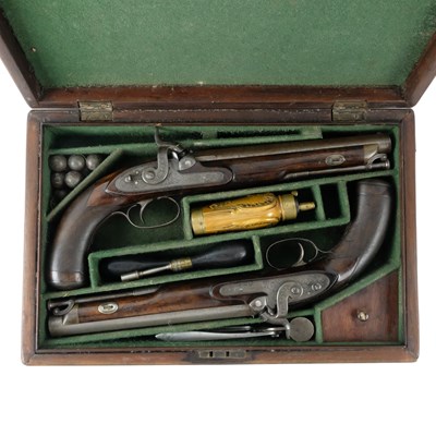 Lot 668 - A cased pair of percussion holster pistols by...