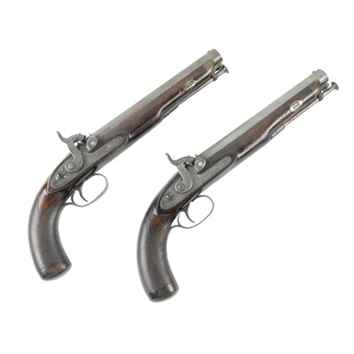 Lot 668 - A cased pair of percussion holster pistols by...