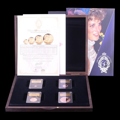 Lot 942 - A "Diana 60 The English Rose", four gold coins...